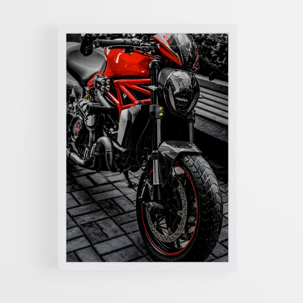 Poster Moto Rouge sur Briques – affiche Ducati (vue 3)